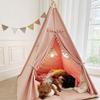 Teepee Tent for Kids with Padded Mat Foldable Tone Play Tents for Girl and Boy Canvas Tepee Playhouse for Child Indoor Outdoor view 4