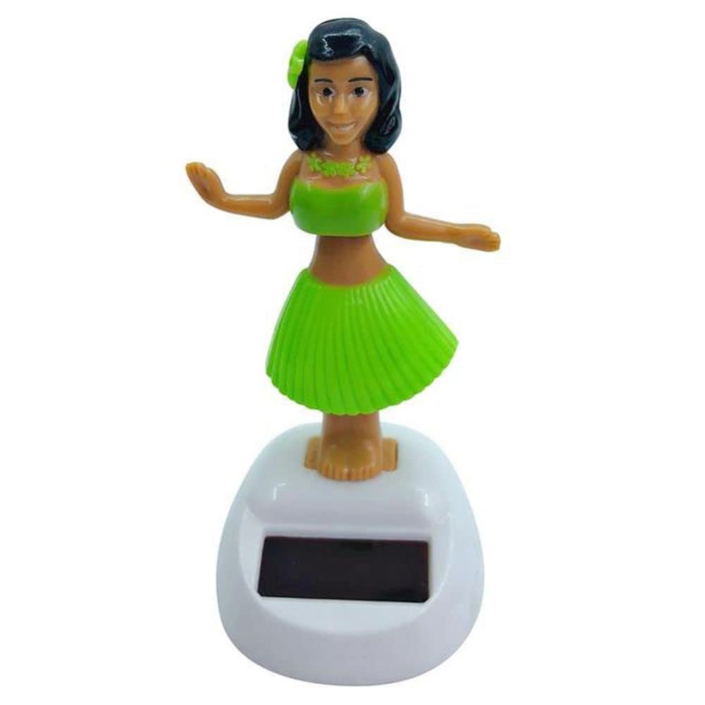 Solar Powered Dancing Hawaiian Girl, Decoration Gift, Swinging Dancer Toy, No Battery Required, Desk and Dashboard Decor Kids Toys(Green)
