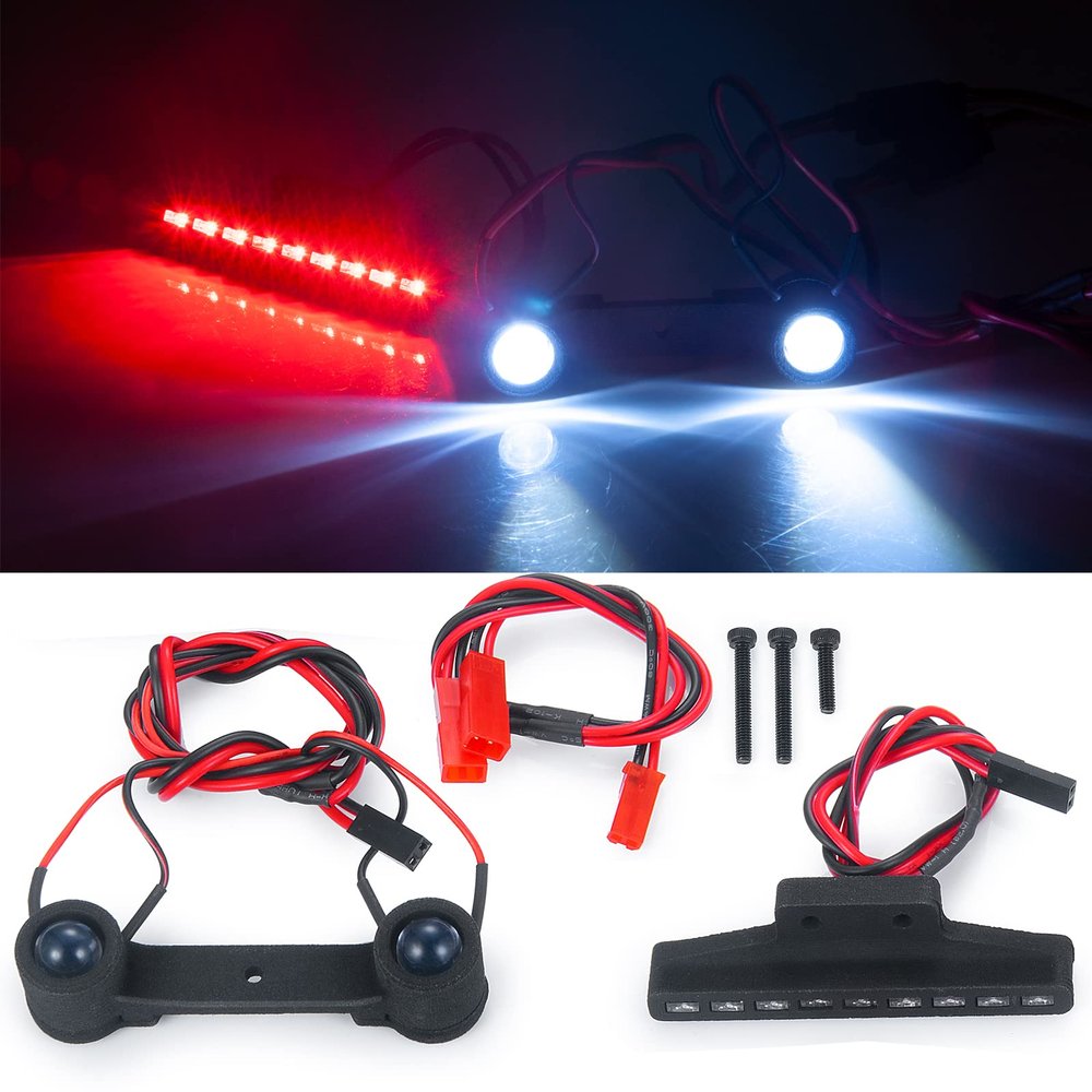 MOHERO RC Car Body Red & White Head & Tail Light Set Front & Rear LED Light Compatible with 1/16 Mini E-RVEO #71076-3 RC Off Road Upgrade Parts
