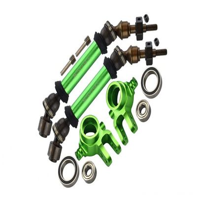 Steel+Aluminum Widen Front CVD Drive Shaft with Knuckle Arm For 1:10 Traxxas Slash 4X4 / Slash 4X4 LCG/Rustler 4X4 VXL - 12Pc Set Green