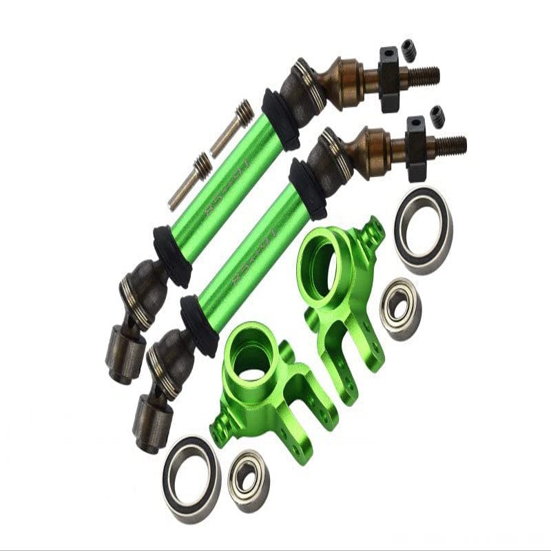 Steel+Aluminum Widen Front CVD Drive Shaft with Knuckle Arm For 1:10 Traxxas Slash 4X4 / Slash 4X4 LCG/Rustler 4X4 VXL - 12Pc Set Green