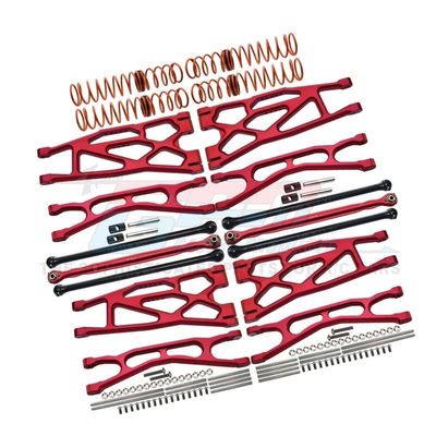 Full Set Aluminum Suspension Arms + Steering Rods + Dog Bones Combo Pack For 1/5 Traxxas X Maxx 8S With WideMAXX #7895 Kit - 110Pc Set Red