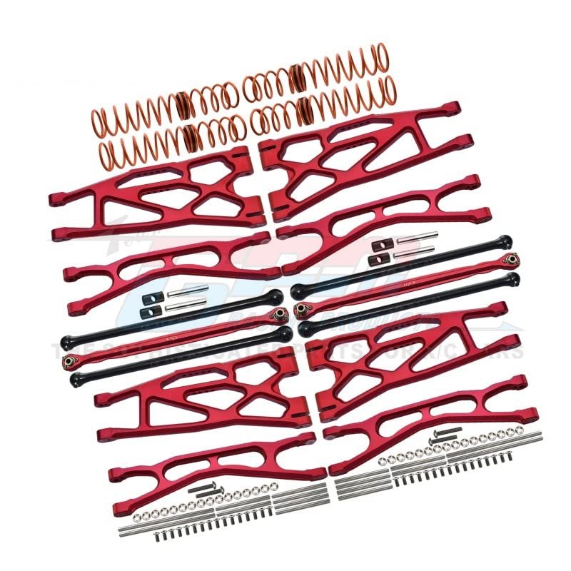 Full Set Aluminum Suspension Arms + Steering Rods + Dog Bones Combo Pack For 1/5 Traxxas X Maxx 8S With WideMAXX #7895 Kit - 110Pc Set Red