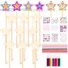 Chinco 57 Pcs Star Princess Fairy Wands Kit Make Your Own Princess DIY Art Craft Magical Wand Include 18 Star Wooden Fairy 9 Gem Stickers 20 Ribbons 10 Markers Party Supply view 1