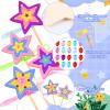Chinco 57 Pcs Star Princess Fairy Wands Kit Make Your Own Princess DIY Art Craft Magical Wand Include 18 Star Wooden Fairy 9 Gem Stickers 20 Ribbons 10 Markers Party Supply view 3