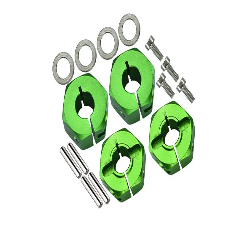 Aluminum Hex Adapters 6mm Thick (Front) + 8mm Thick (Rear) For Traxxas 1/10 Slash Pro 2WD Short-Course Truck 58034-2 - 16Pc Set Green