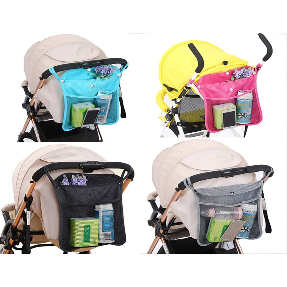 4pcs Pack Umbrella Stroller Organizer,Pack Diapers, Wipes,and Other Necessities,Folds up with The Stroller.(Black+Grey+Blue+Red)