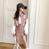 Children Kids Toddler Girls Long Sleeve Patchwork Baseball Coat Jacket Outer Patchwork Skirt Baby (Khaki, 9-12 Years) view 2
