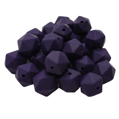 Twilight Purple Color Silicone Polyhedron Beads 14mm Silicone Geometry Icosahedron Beads for Mom Jewelry Necklace Making