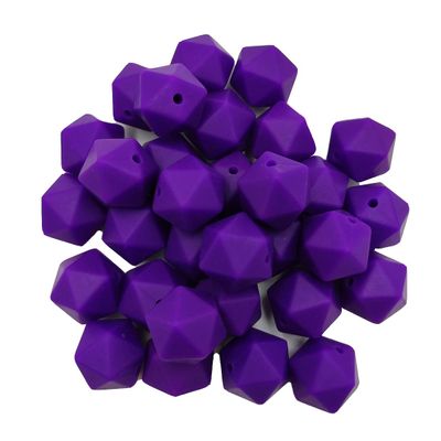 Classic Purple Color Silicone Polyhedron Beads 14mm Silicone Geometry Icosahedron Beads for Mom Jewelry Necklace Making