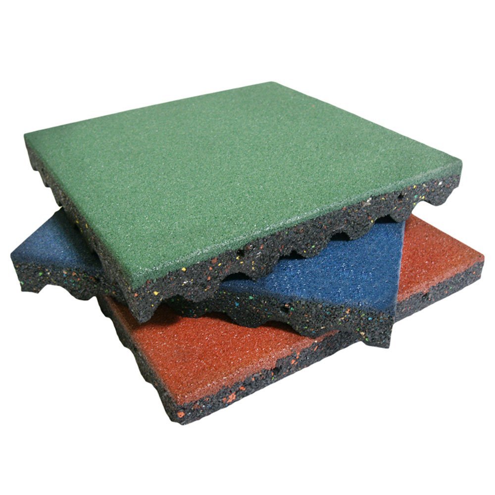 Rubber-Cal Eco-Safety Interlocking Playground Tiles - 2.50 x 19.5 x 19.5 inch - 2 Pack - 5.2 Sq.Ft. Coverage - Green