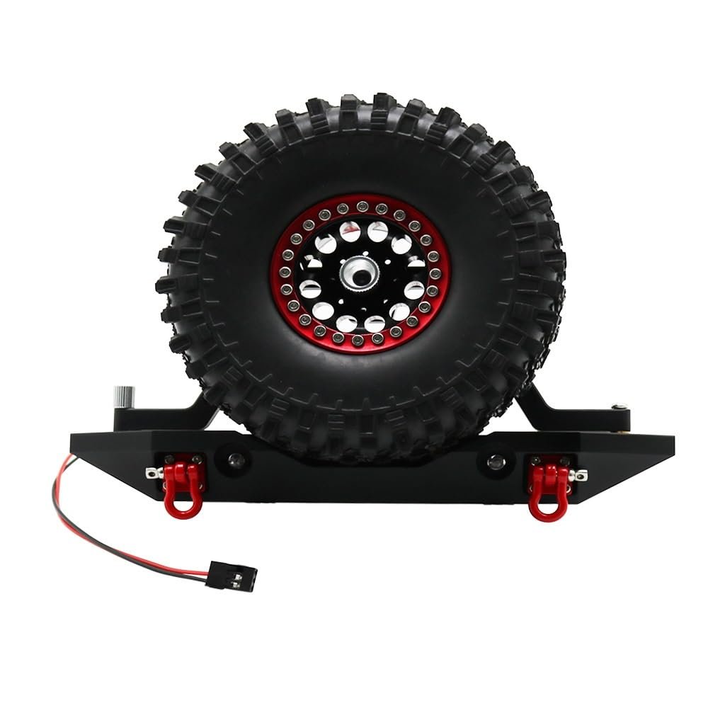 Greendhat All-newMETAL Rear Bumper Bull Bar with Light Tire Holder for 1/10 RC Crawler Car Axial SCX10 & SCX10 II 90046 90047 Traxxas TRX- ( Color : with Spare Tyres )