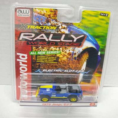 Auto World SC380-3B Rally World Stage Compatible Replica 1979 Jeep CJ-7 HO Scale Electric Slot Car - Blue