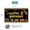 Construction Theme Happy 2nd Birthday Backdrop Banner Decorations, Yellow Black Excavator Crane & Dump Truck Second Birthday Photo Props, 5*3ft view 2