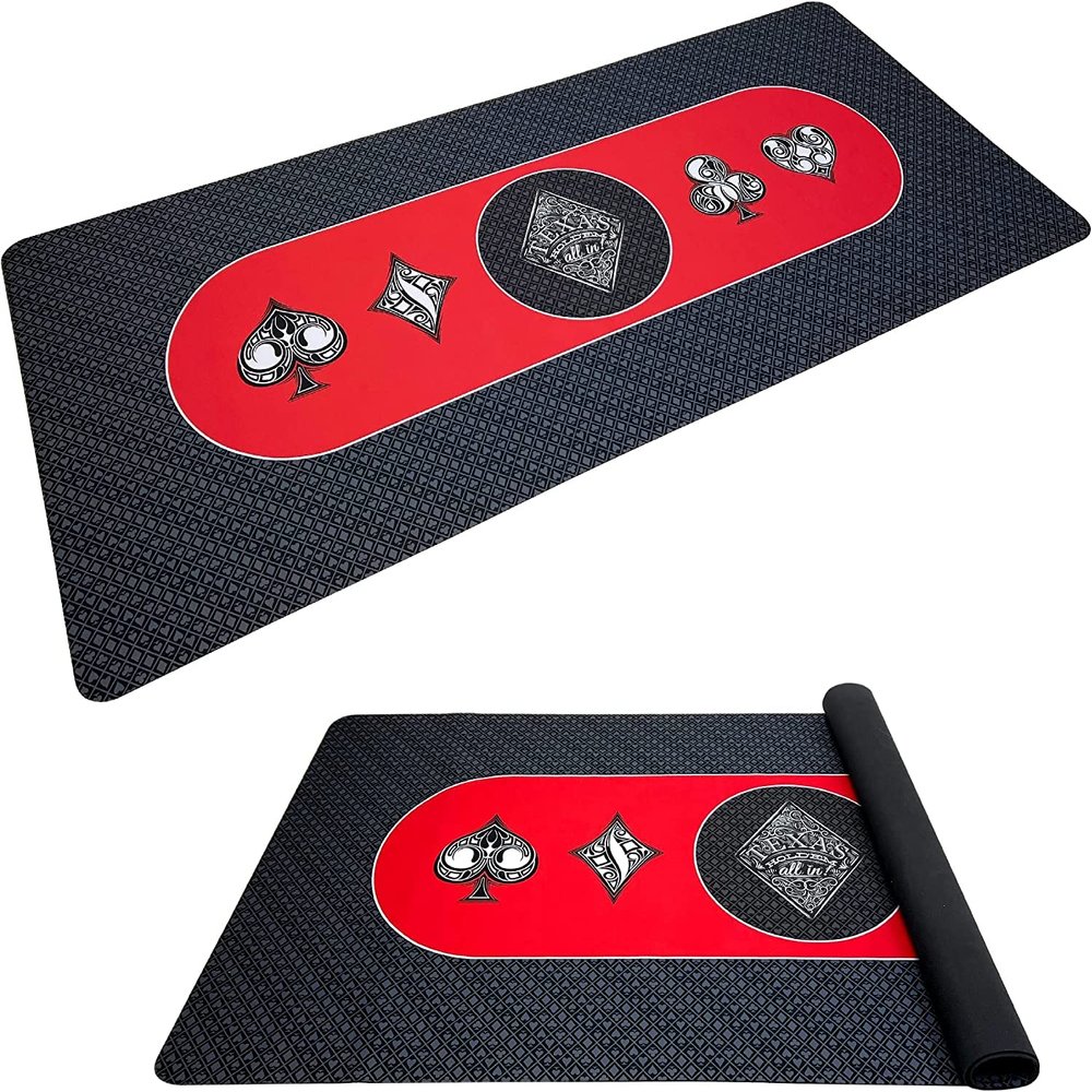 EasyGO Poker Table Top Pad  for Texas Holdem Casino Style  78 X 36Rectangle  Portable Rolling Rubber Folding Mat  Professional 3 Layers-Includes Carry Bag, 72 Black