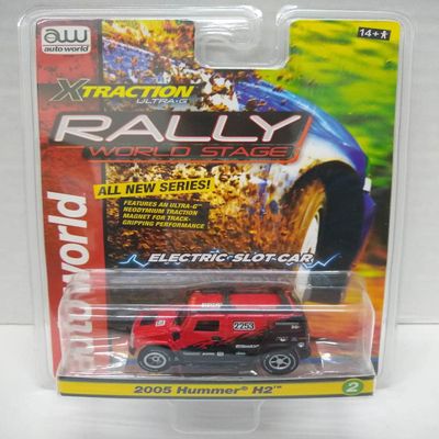 Auto World SC380-2A Rally World Stage 2005 H2 HO Scale Electric Slot Car - Red and Black