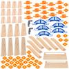 Wooden Train Track Accessories Build & Play Construction Set 90 PCS Ultimate Elevated Railway STEM Toys Track Expansion Pack Ascending Tracks Risers Bridges Tunnel Stop Go Gate Compatible Thomas Brio view 1