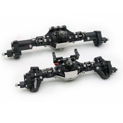 Greendhat Front and Rear Portal Axle CNC Aluminum Alloy Anodized for 1/10 RC Rock Crawler Axial SCX10 II Spiral Gear 90046 90047 D90 RC4WD ( Color : BK Front Rear Axle )