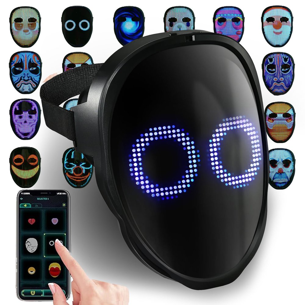 AIGLUN LED Face Transforming Mask with Gesture Control Fun - Cool stuff Cosplay and Christmas Parties