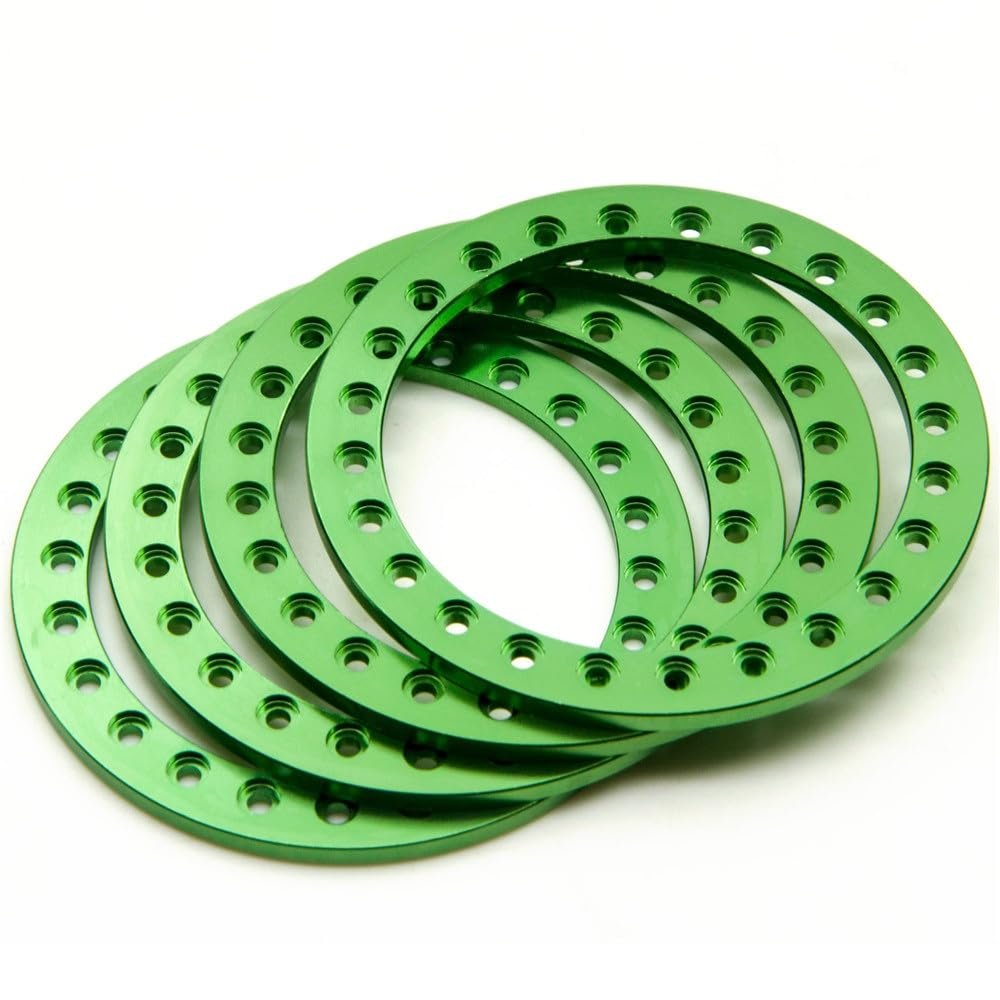 2.2'' Wheels Ring Metal Alloy Replacement Wheel Beadlock Rings for 2.2 inch Wheel Rim 1/10 RC Crawler Car D90 SCX10 ( Color : Green )