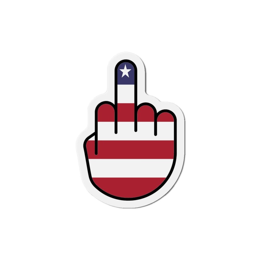 US Flag Middle Finger Flipping The Bird Magnet Sticker US Made