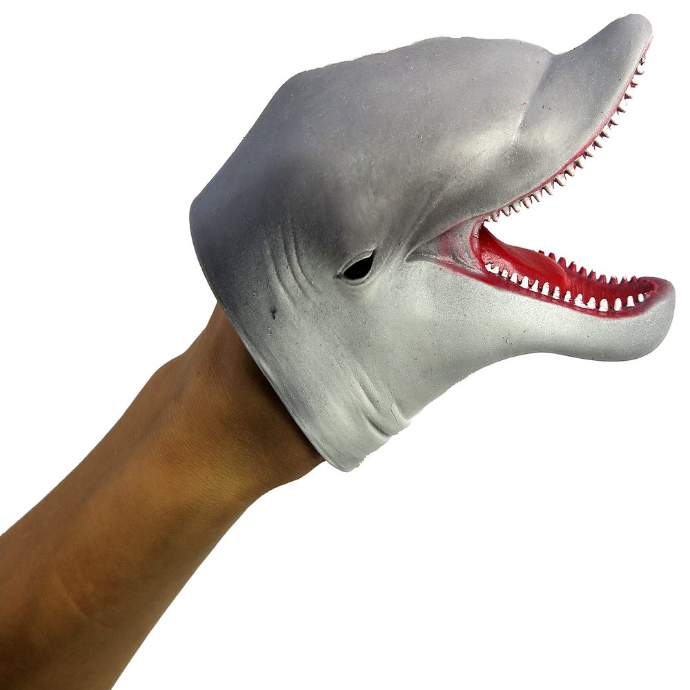 WARM FUZZY Dolphin Hand Puppets - Realistic Latex Soft Animal Head Toys Set, Hand Puppet Toys Gift for Kids, Party Show Imaginative Play