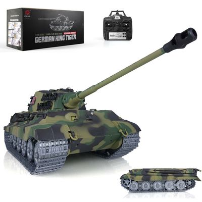 Pro Edition Henglong 1/16 Tk7.0 King Tiger 2 Rc Tank Metal Tracks Wheels Motor Barrel Retractable Bb Airsoft 360 Turret