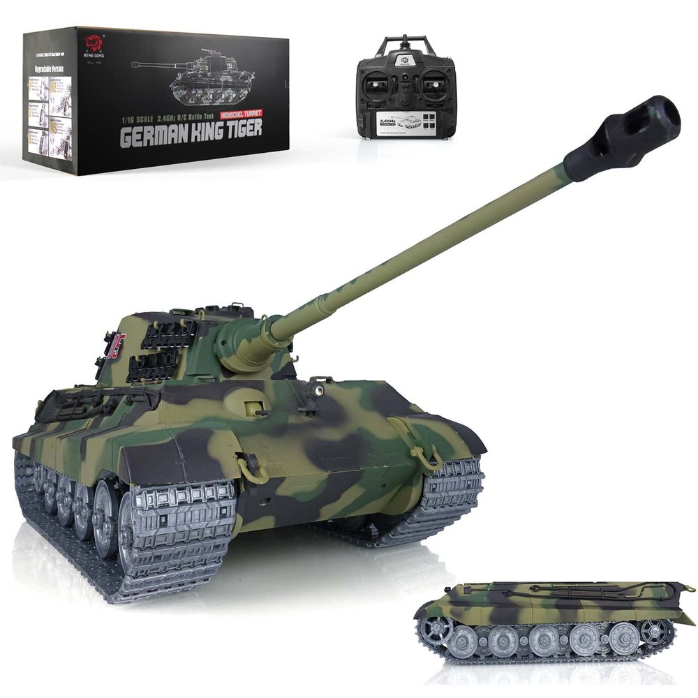 Pro Edition Henglong 1/16 Tk7.0 King Tiger 2 Rc Tank Metal Tracks Wheels Motor Barrel Retractable Bb Airsoft 360 Turret