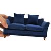 iLAND Modern Dollhouse Furniture on 1/12 Scale of Miniature Sofa for Dollhouse Living Room (Dark Blue Velvet) view 1