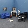iLAND Modern Dollhouse Furniture on 1/12 Scale of Miniature Sofa for Dollhouse Living Room (Dark Blue Velvet) view 2