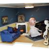 iLAND Modern Dollhouse Furniture on 1/12 Scale of Miniature Sofa for Dollhouse Living Room (Dark Blue Velvet) view 3