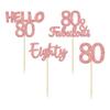 Gyufise 24Pcs 80th Birthday Cupcake Rose Gold 80 and Fabulous Cupcake Picks Happy 80th 80 Cupcake Topper for 80th Birthday Wedding Anniversary Party Supplies view 3