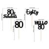 Gyufise 24Pcs 80th Birthday Cupcake Toppers Hello 80 Cake Toppers Eighty 80 and Fabulous Cupcake Picks 80th Birthday Cake Decorations Supplies Black view 2