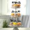 Gyufise 24Pcs 80th Birthday Cupcake Toppers Hello 80 Cake Toppers Eighty 80 and Fabulous Cupcake Picks 80th Birthday Cake Decorations Supplies Black view 4