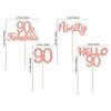 Gyufise 24Pcs 90th Birthday Cupcake Rose Gold 90 and Fabulous Cupcake Picks Happy 90th Ninety Cupcake Topper for 90th Birthday Wedding Anniversary Party Supplies view 2