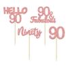 Gyufise 24Pcs 90th Birthday Cupcake Rose Gold 90 and Fabulous Cupcake Picks Happy 90th Ninety Cupcake Topper for 90th Birthday Wedding Anniversary Party Supplies view 3