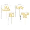 Gyufise 24Pcs 80th Birthday Cupcake Toppers Gold Glitter Hello 80 Cake Topper Eighty 80 & Fabulous Cupcake Picks 80th Birthday Cake Decorations Supplies view 2