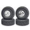 RCHUBAM 1.9" Beadlock Wheels and 120mm Rubber Tires Set for 1/10 Axial SCX10 CC01 D90 RC Crawler Car (Silver) view 2