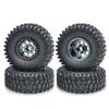 RCHUBAM 1.9" Beadlock Wheels and 120mm Rubber Tires Set for 1/10 Axial SCX10 CC01 D90 RC Crawler Car (Titanium+Black) view 1