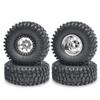 RCHUBAM 1.9" Beadlock Wheels and 120mm Rubber Tires Set for 1/10 Axial SCX10 CC01 D90 RC Crawler Car (Silver+Black) view 1
