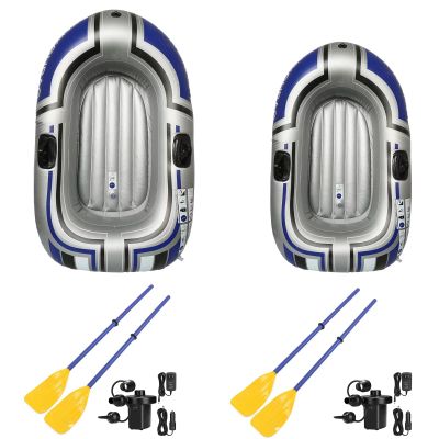 BESTHLS Inflatable Boat,Swimming Pool and Lake Inflatable Boat with Paddle and Pump (2 pack Middle and Large)