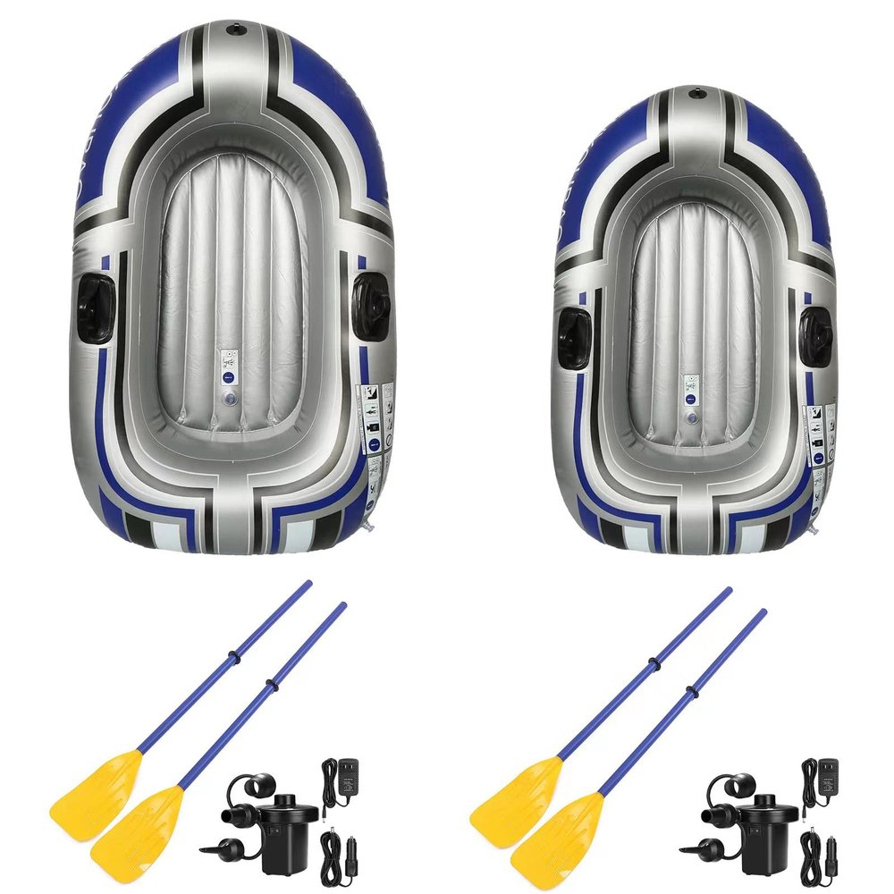 BESTHLS Inflatable Boat,Swimming Pool and Lake Inflatable Boat with Paddle and Pump (2 pack Middle and Large)