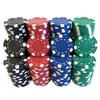 SEETOOOGAMES 200 Pieces 11.5g Clay Composite Dice Striped Casino Poker Chips- 4 Colors (red, Green, Black and Blue) view 2