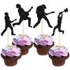 Gyufise 24Pcs Rock Band Cupcake Toppers Black Glitter Rock Pop Music Theme Cupcake Picks Cake Decorations for Music Concert Theme Birthday Party Supplies view 1