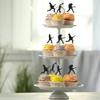 Gyufise 24Pcs Rock Band Cupcake Toppers Black Glitter Rock Pop Music Theme Cupcake Picks Cake Decorations for Music Concert Theme Birthday Party Supplies view 4