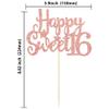 Gyufise 1Pc Happy Sweet 16 Cake Topper Rose Gold Glitter Sweet 16 Birthday Decorations Happy 16th Birthday Decorations for Girls Boys view 2