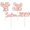 Gyufise 24pcs 16th Birthday Cupcake Toppers - Rose Gold Glitter Hello Sweet 16 Cupcake Picks - 2009 16th Birthday Cake Decorations for Anniversary Party Supplies view 3