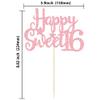 Gyufise 1Pc Pink Glitter Happy Sweet 16 Cake Topper 16th Birthday Cake Topper Sweet 16 Decorations 16th Birthday Decorations view 2