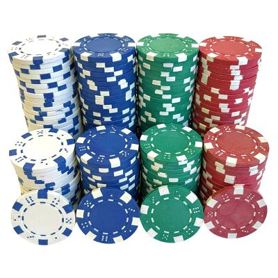 SEETOOOGAMES 200 Pieces 11.5g Clay Composite Dice Striped Casino Poker Chips- 4 Colors (Red, Green, White and Blue)