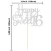 Gyufise 1Pc Happy Sweet 16 Cake Topper Sweet 16 Birthday Decorations Happy 16th Birthday Cake Decorations for Girls/Boys Silver Glitter view 2